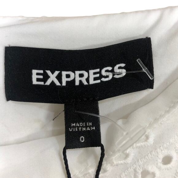 Express White Cotton Eyelet Lace Up A-line Mini Skirt Size 0 - Picture 2 of 7